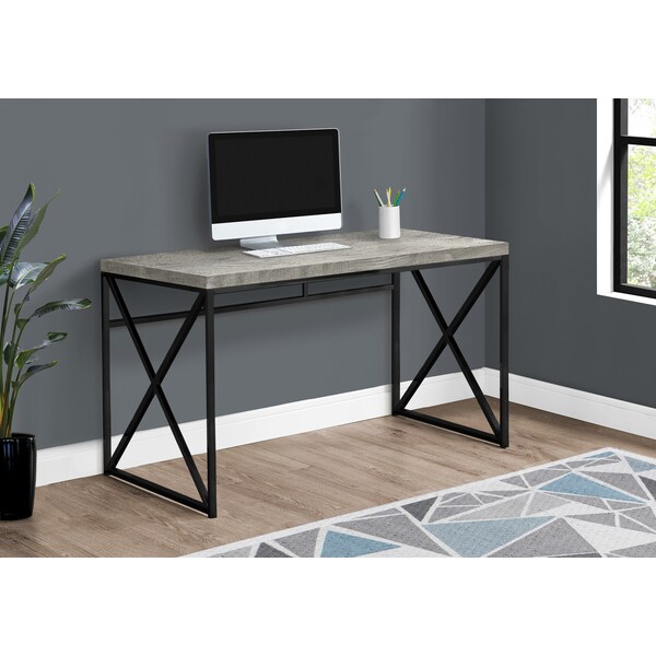 Computer Desk, Home Office, Laptop, Work, Metal, Laminate, Grey, Black, Contemporary, Modern